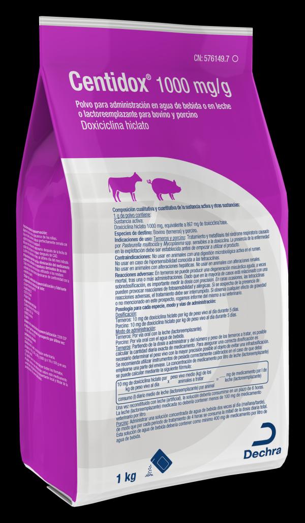 Centidox 1000mg/g polvo para administración en agua de bebida para porcino y terneros
