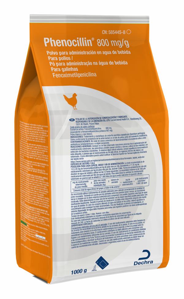 Phenocillin 800 mg/g polvo para administración en agua de bebida para pollos