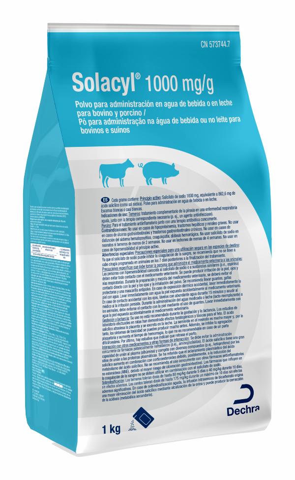 Solacyl 1000 mg/g polvo para solución oral para bovino y porcino.