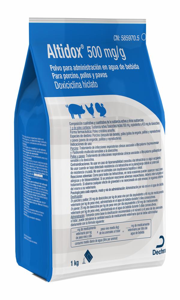 Altidox 500 mg/g polvo para administración en agua de bebida para porcino, pollos y pavos 