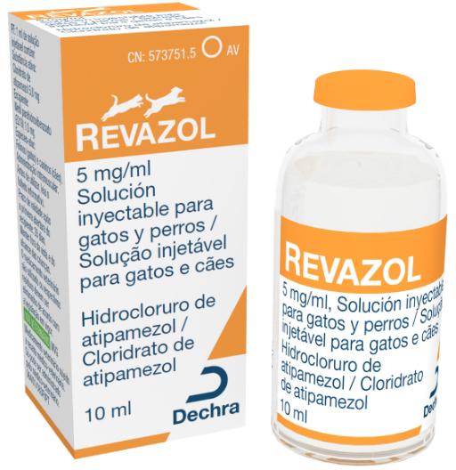 Revazol 5 mg/ml solución inyectable para gatos y perros.