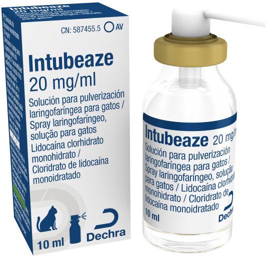 Intubeaze 20 mg/ml solución para pulverización laringofaríngea en gatos