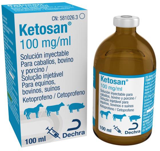 Ketoprofeno 100mg/ml inyectable para caballos, bovinos y cerdos