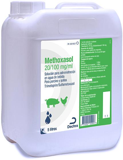 Methoxasol 20/100 mg/ml polvo para administración en agua de bebida para porcino y aves