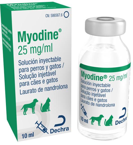 Myodine 25 mg/ml solución inyectable para perros y gatos