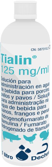 Tialin 125 mg/ml solución para administración en agua de bebida para porcino, pollos y pavos