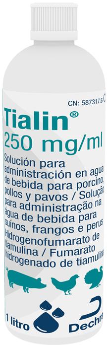 Tialin 250 mg/ml solución para administración en agua de bebida para porcino, pollos y pavos